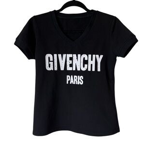 Black Tee with White Logo V-neck short sleeves 100% cotton loose fit. Sz S-M